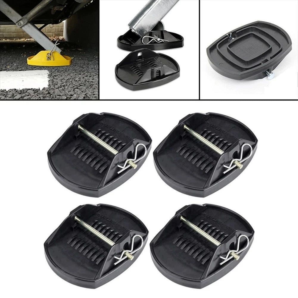 Set of 4 RV Trailer Jack Pads Wheel Foot Support Lift Pad Plastic