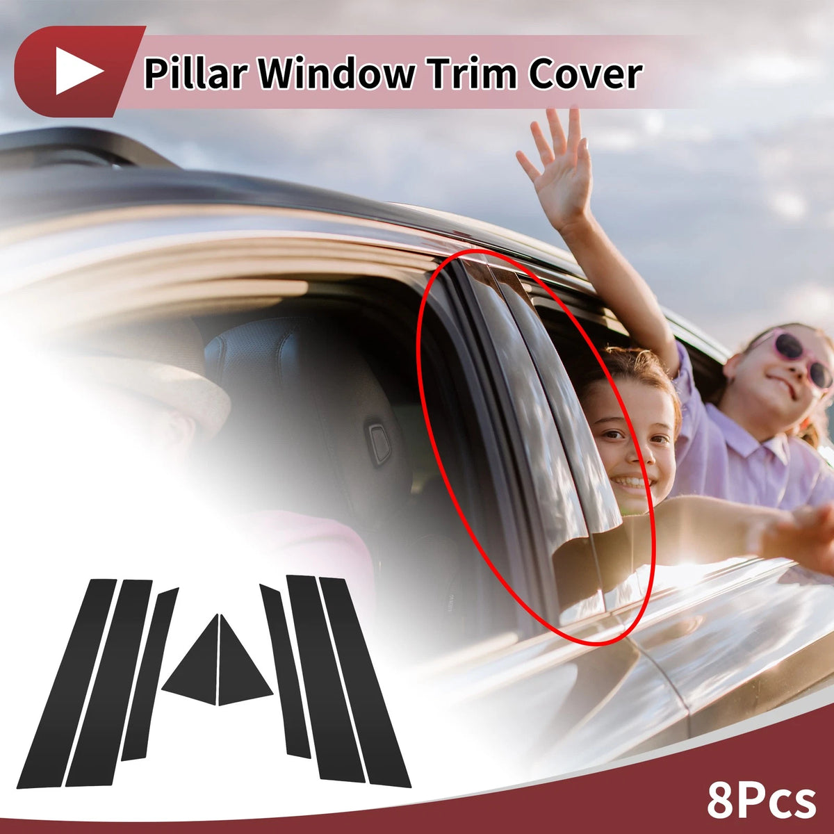 Car Door Pillar Window Trim Set for Mazda CX7 (2007–2012) Black