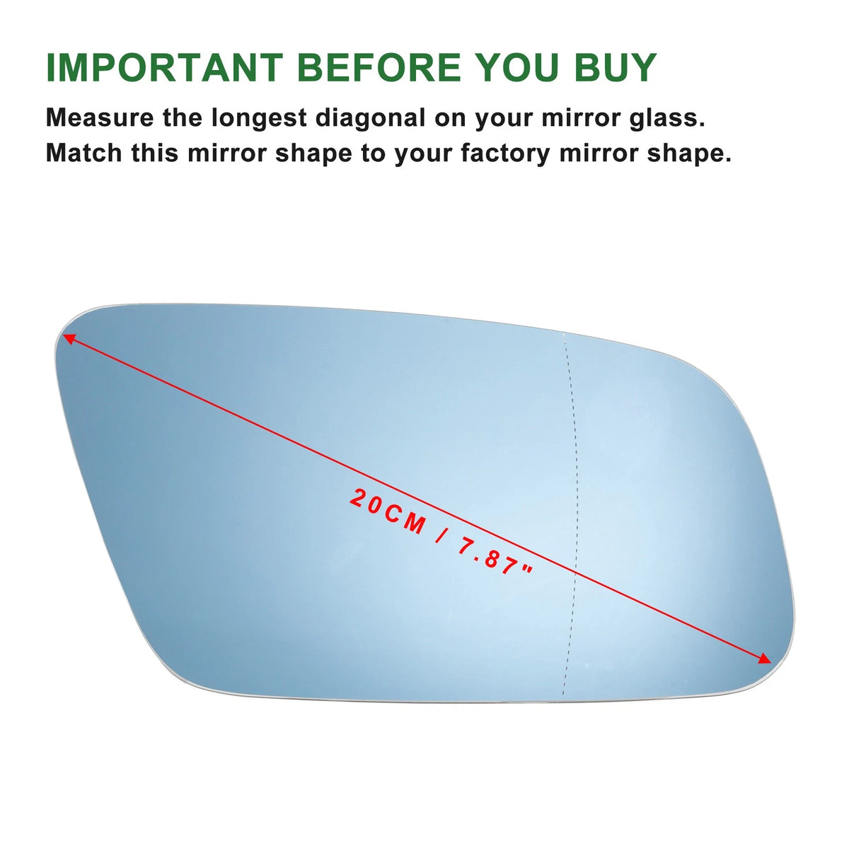 Heated Right Side Mirror Glass Replacement for Audi A3 (2000–2003)