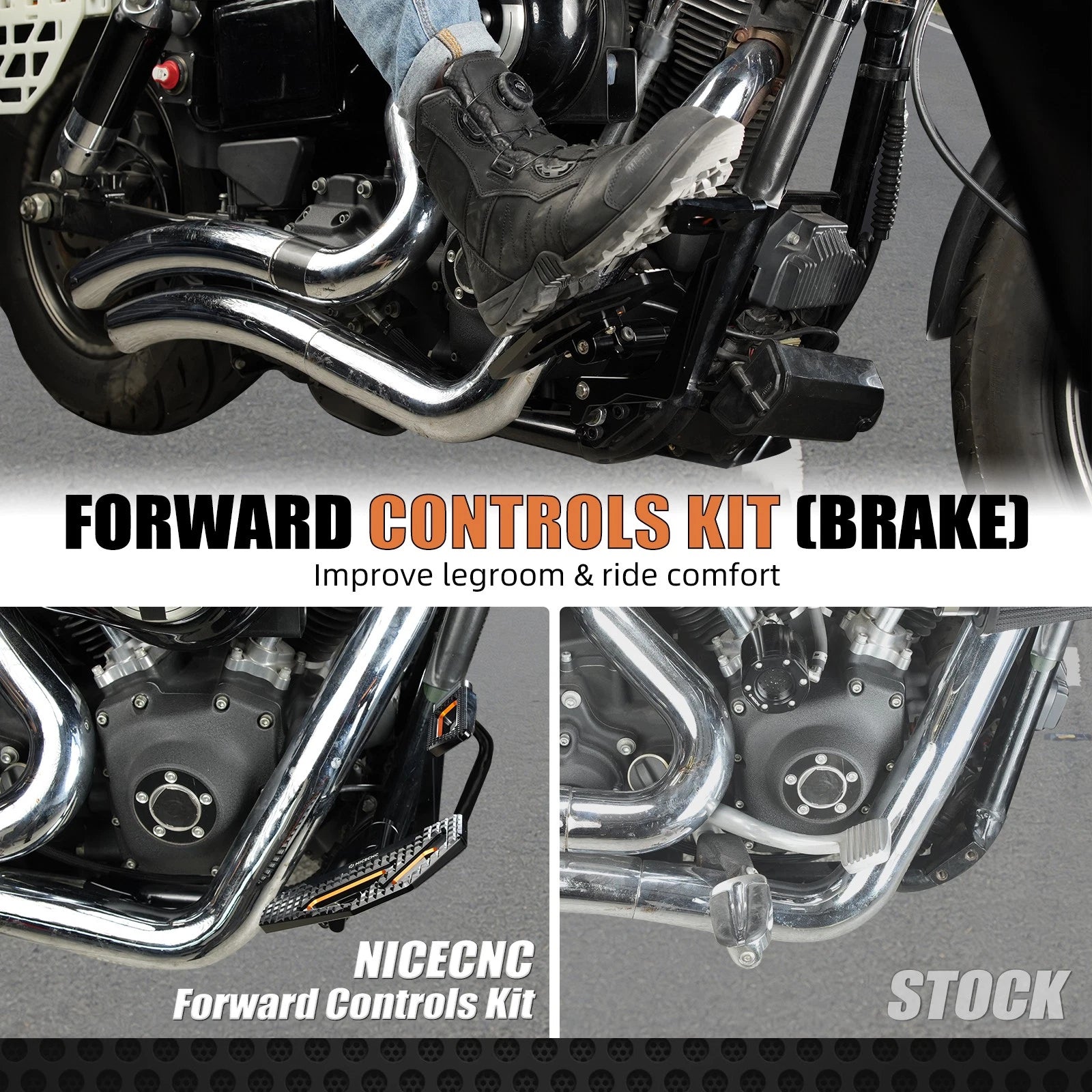 Extended Forward Control Rider Floorboard for Harley Dyna Switchback (2012–2016)
