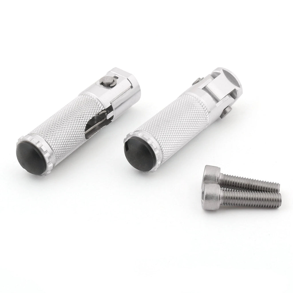Folding Foot Pegs Rear Set for Universal Motorcycle (Silver T9)