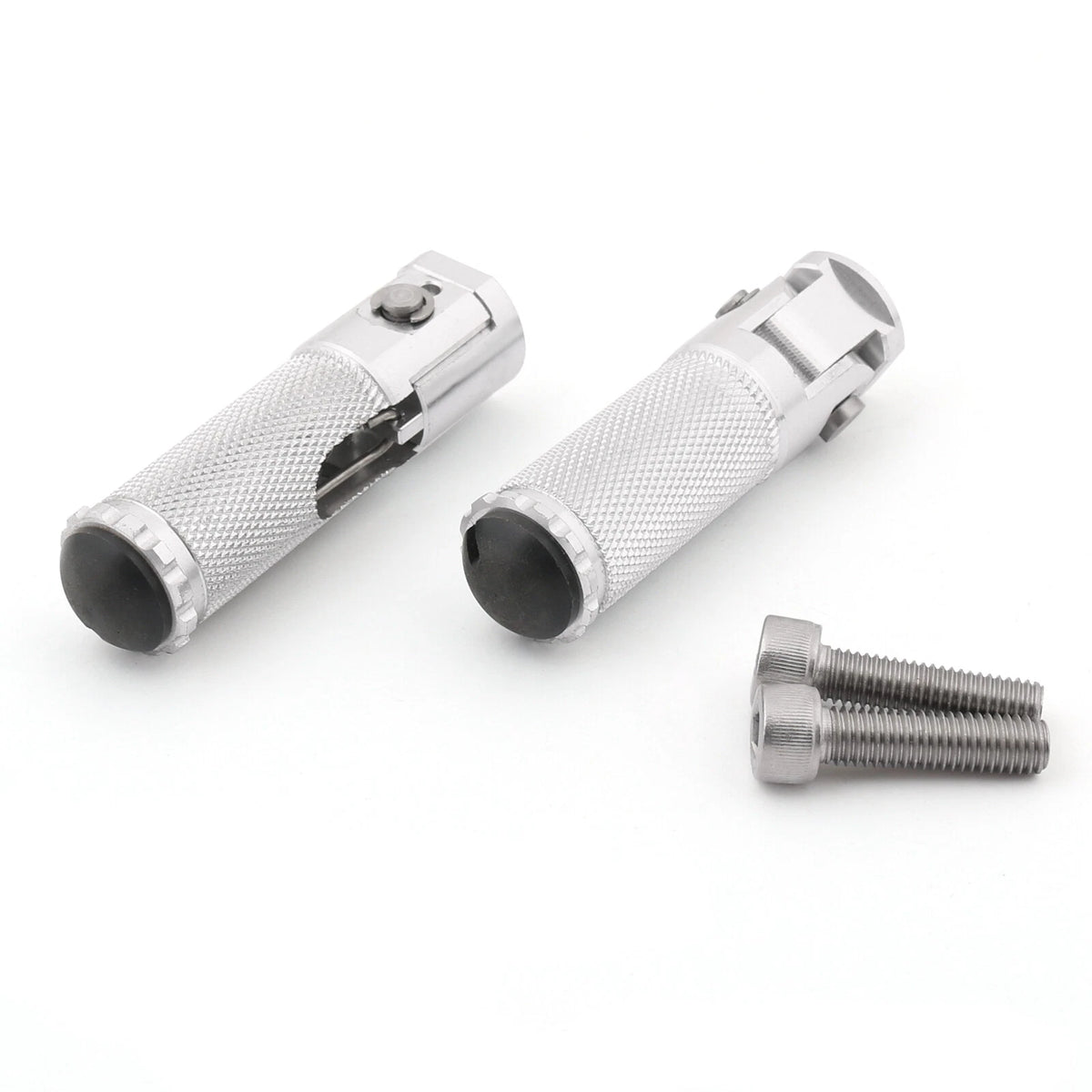 Folding Foot Pegs Rear Set for Universal Motorcycle (Silver T9)