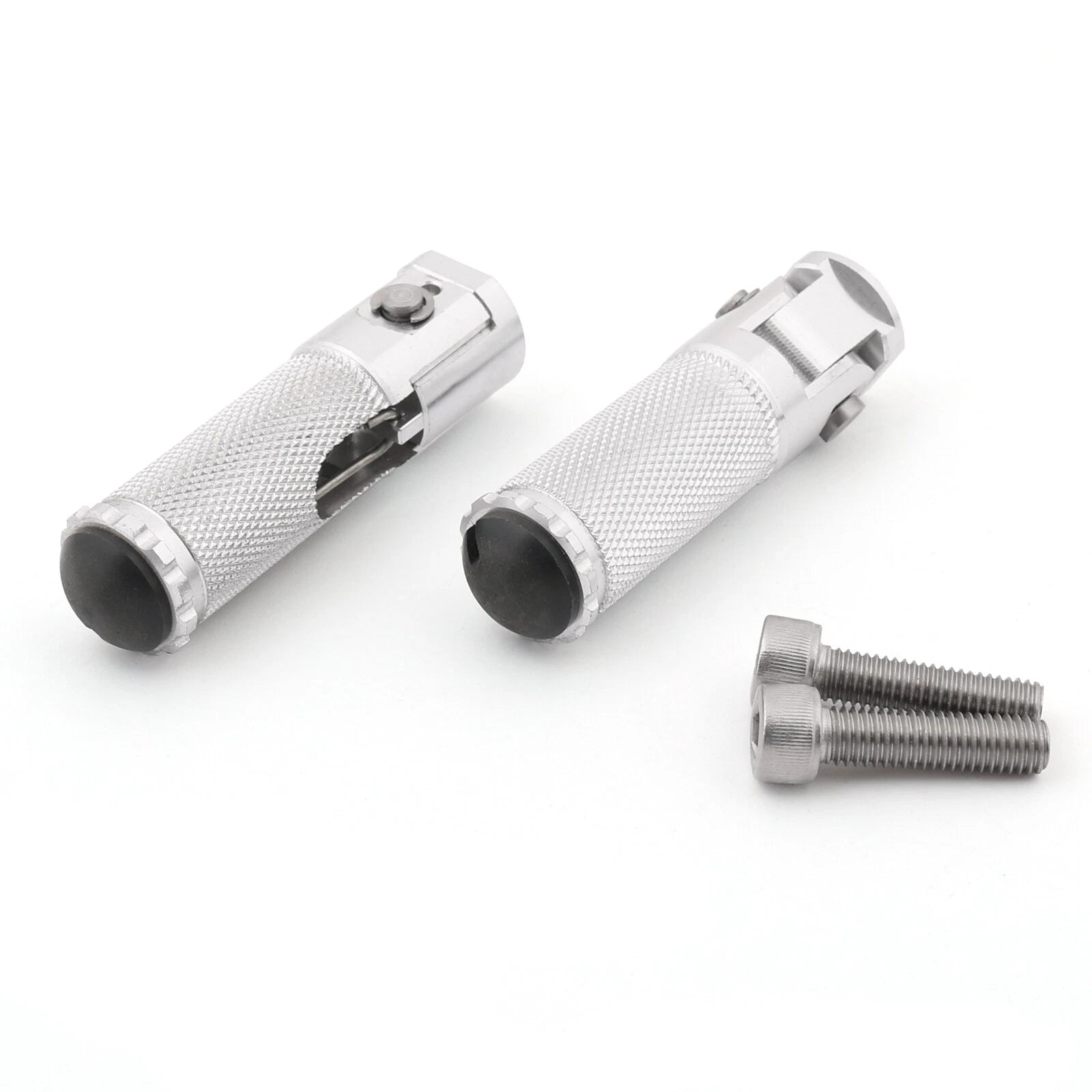 Folding Foot Pegs Rear Set for Universal Motorcycle (Silver T9)