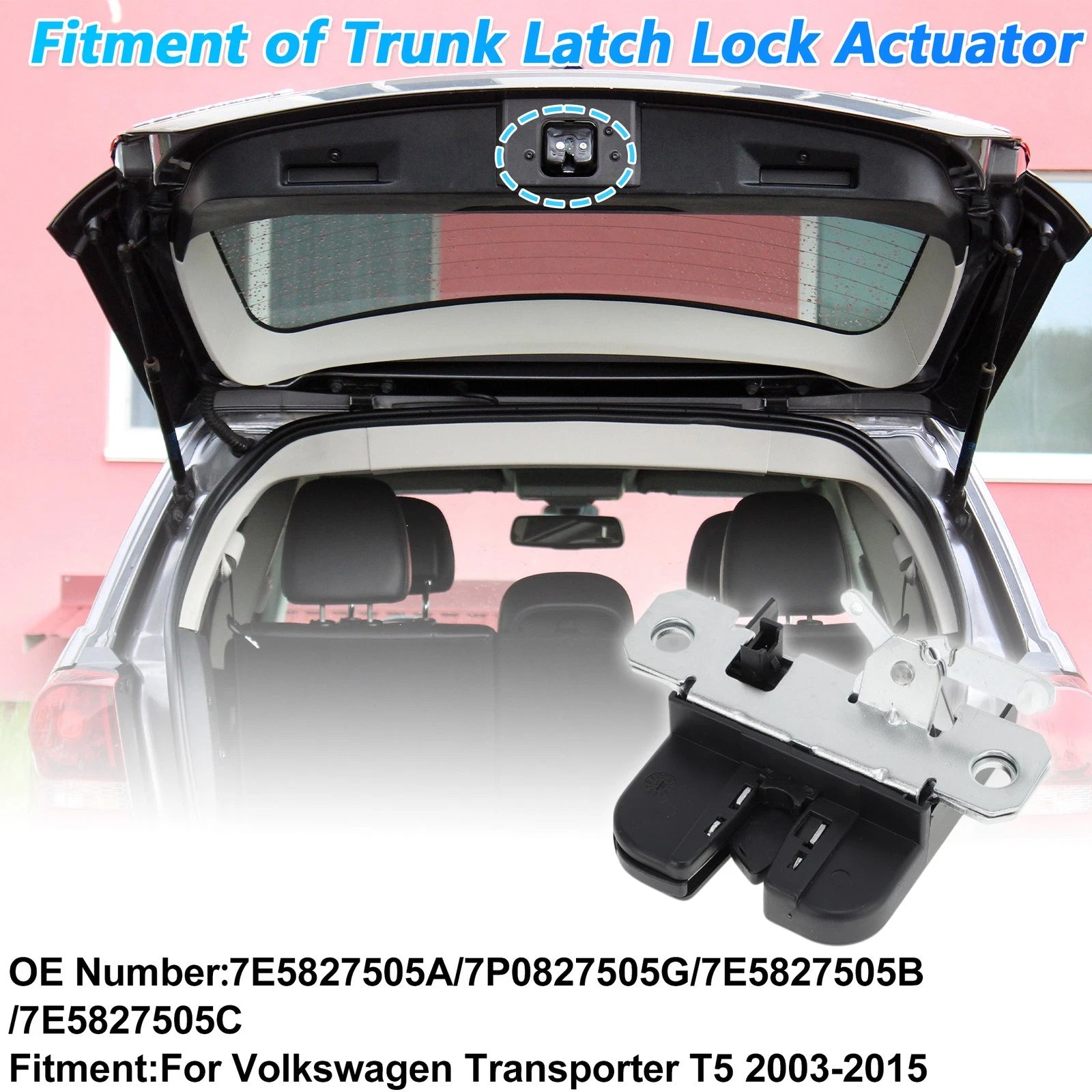 Rear Trunk Latch Lock Actuator Replacement for Volkswagen Transporter T5 (2003–2015)