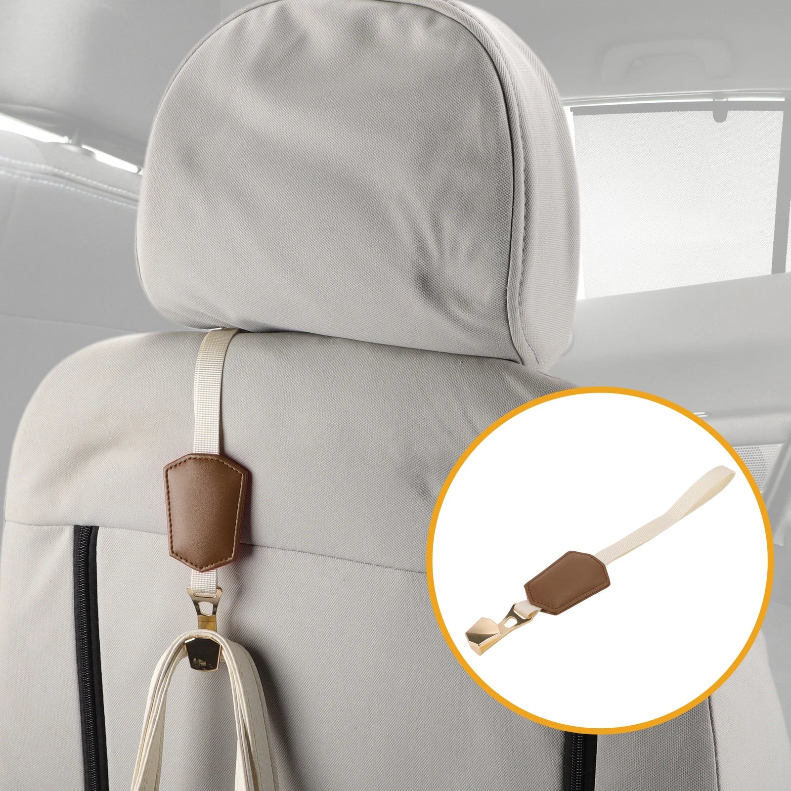 Universal Car Seat Headrest Hook for Purses and Bags (Deep Brown)