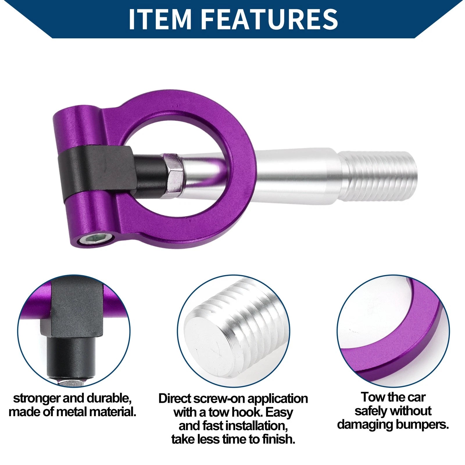 Tow Hook for Mitsubishi Lancer Evolution (1 pcs, 23.5cm, Purple)