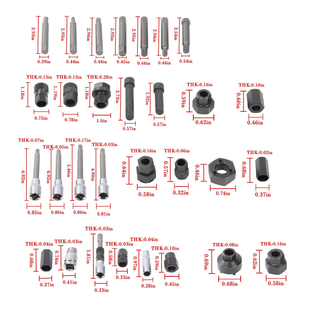 30-Piece Alternator Pulley Removal & Install Tool Kit for Auto Models