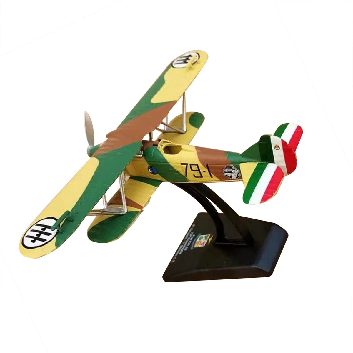 FIAT CR.32 Freccia Biplane Model 1:72 Scale Diecast WWII Gift with Stand