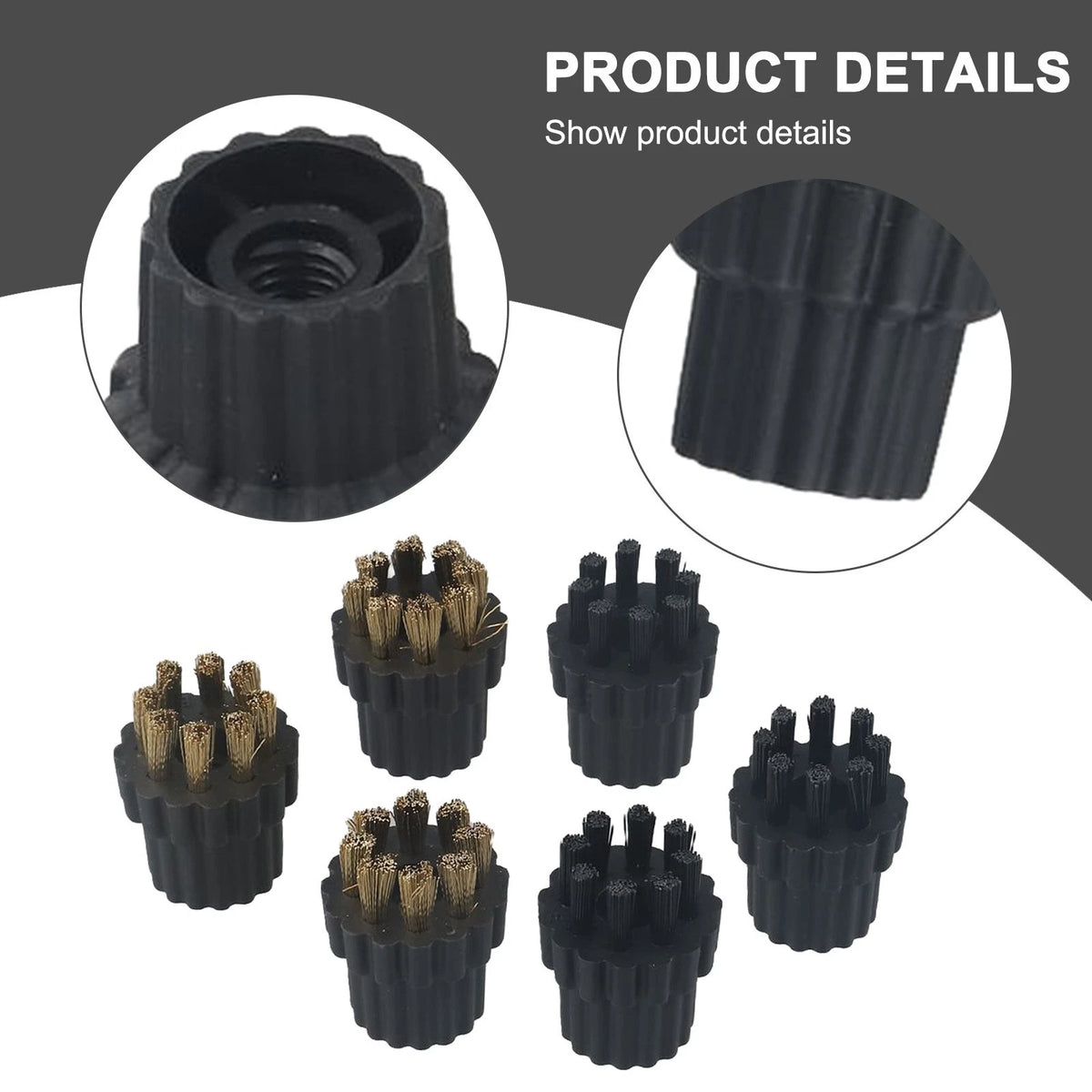 6X Brass Nylon Brush-Head Replacement Parts for Steam Mop