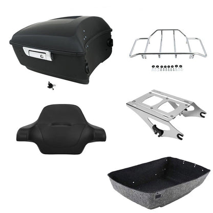 Matte Black King Trunk Backrest Rack Mount for Harley Touring Glide (2014–2026)