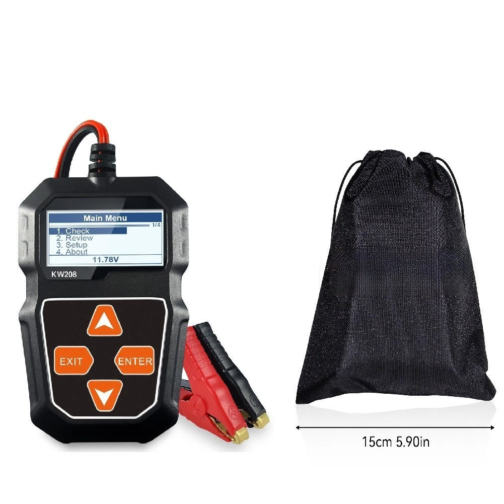 KW208 Battery Tester for 12V Vehicles (Battery Health, CCA, Cranking)