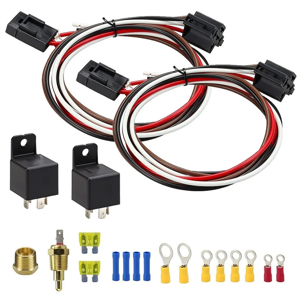 175~185 Dual Electric Fan Relay Kit Engine Thermostat Temperature Switch Sensor