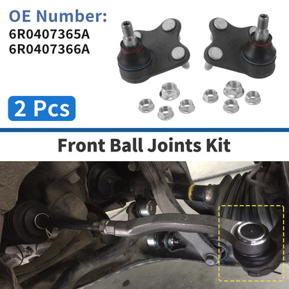 2X Front Lower Ball Joints for Skoda Fabia (2005–2014) No. 6R0407365A/6R0407366A