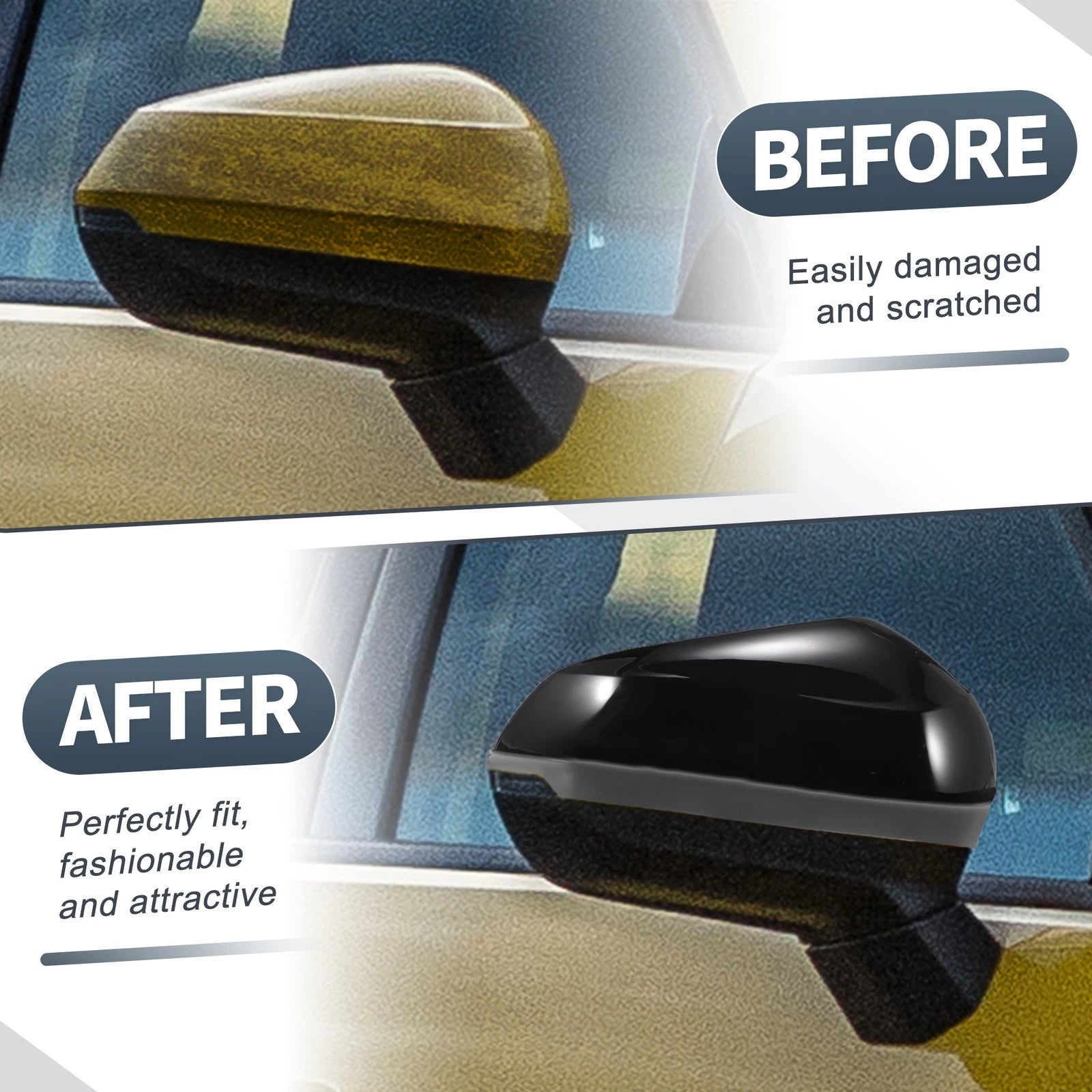 Rearview Mirror Cover Cap Gloss Black for Audi Q2 (2017–2024)