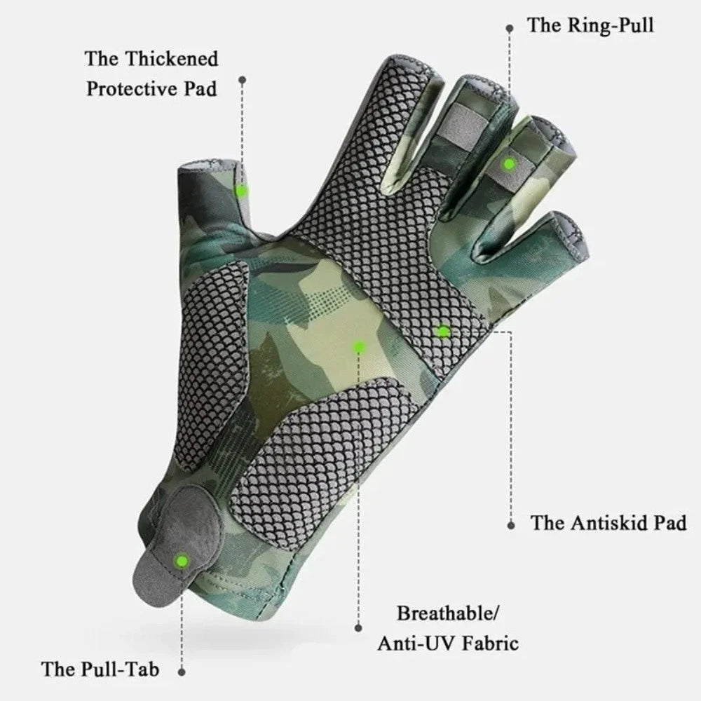 Anti-slip Fingerless Fishing Gloves - Sun Protection, Ice Silk Material