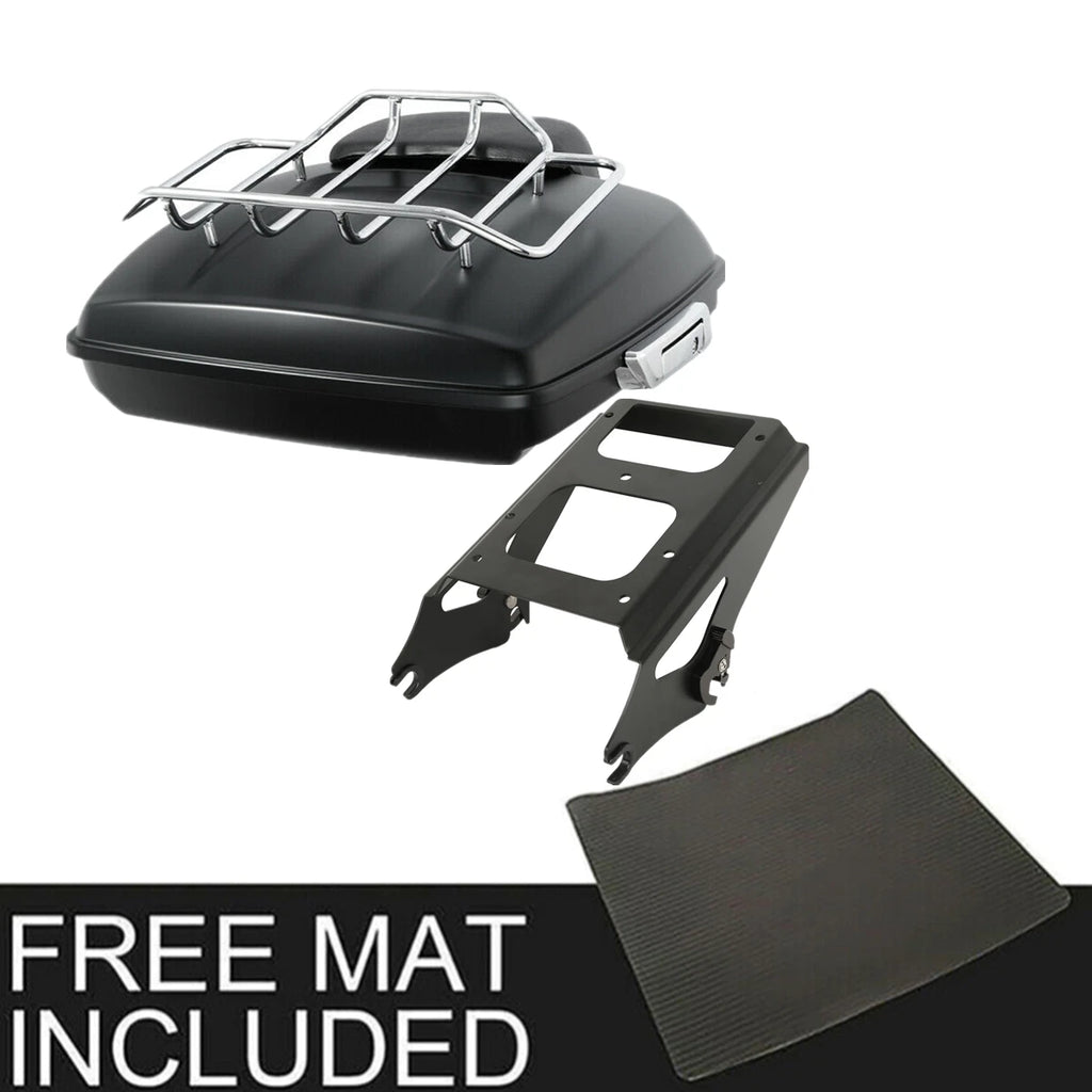 Trunk Backrest Pad Mount Rack for Harley Touring (2009–2013) Matte Black