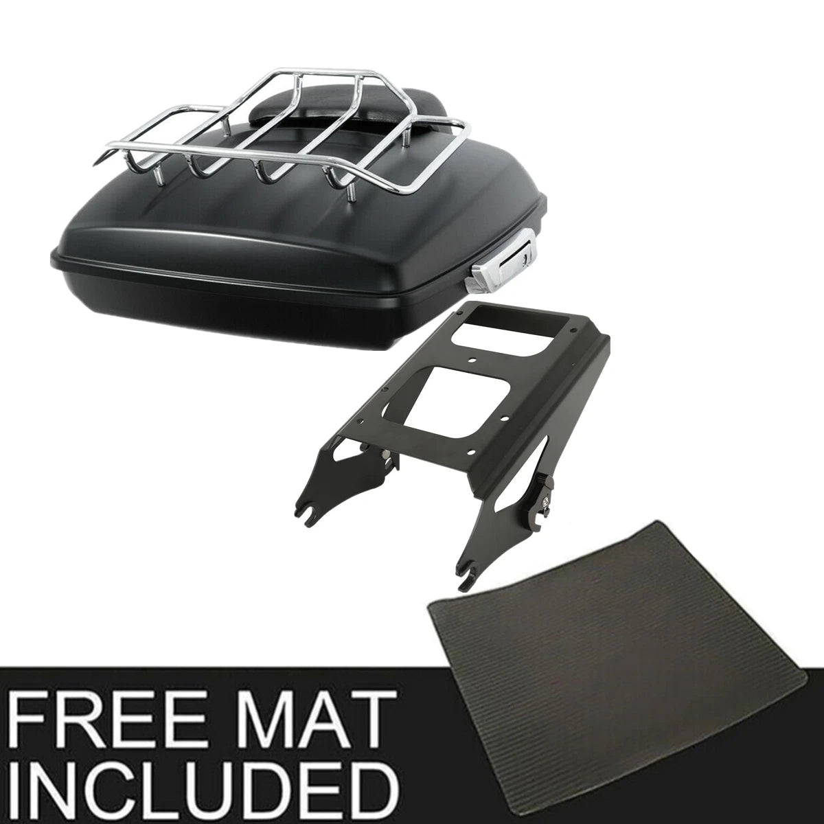 Trunk Backrest Pad Mount Rack for Harley Touring (2009–2013) Matte Black