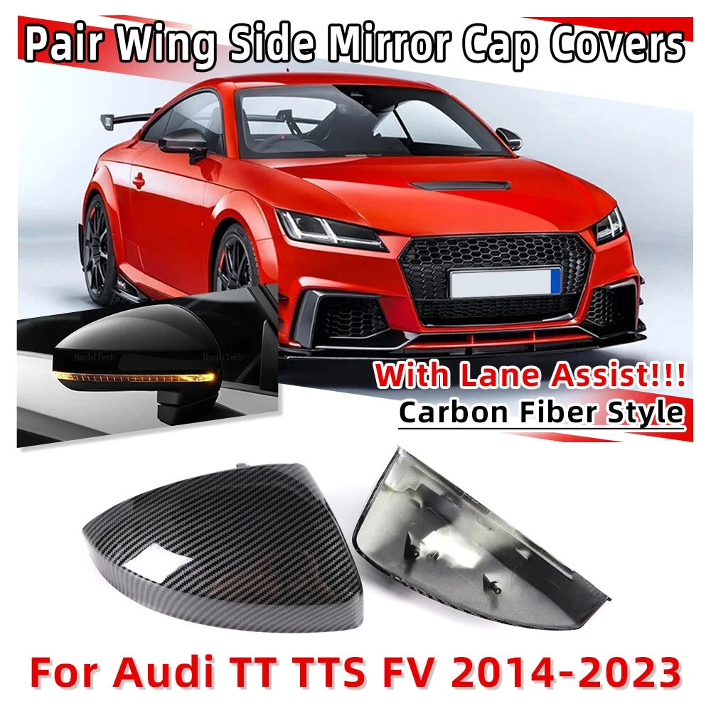 Set of 2 Side Wing Mirror Cap Covers for Audi TT TTS (2014–2023) Carbon Look