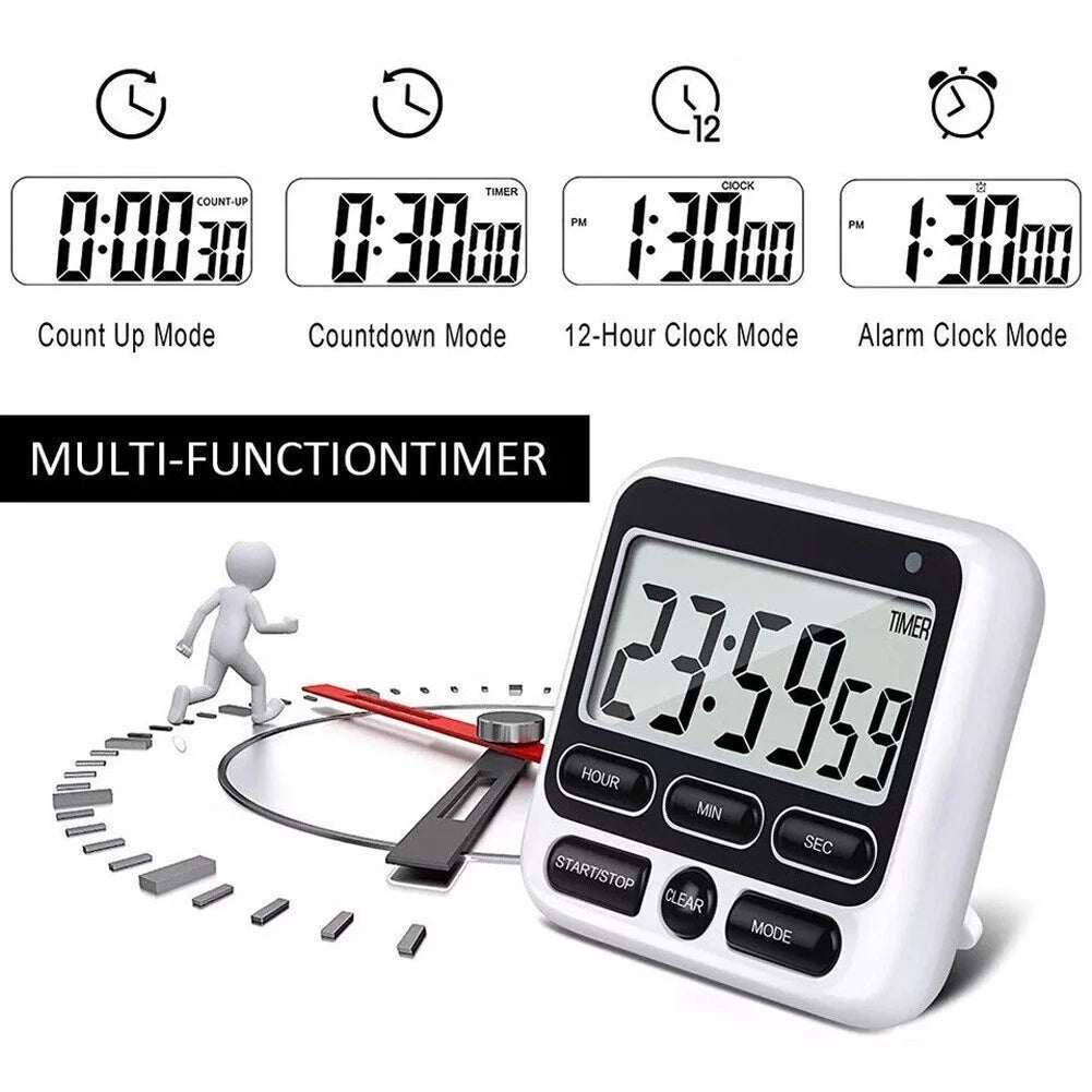 Digital Kitchen Timer with Loud Alerts and Memory Function