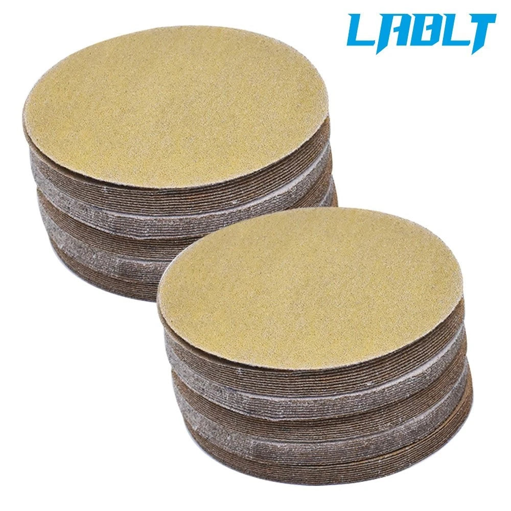 100 Pack 5" 120 Grit Hook Loop Sanding Discs NO-Hole Sand Paper