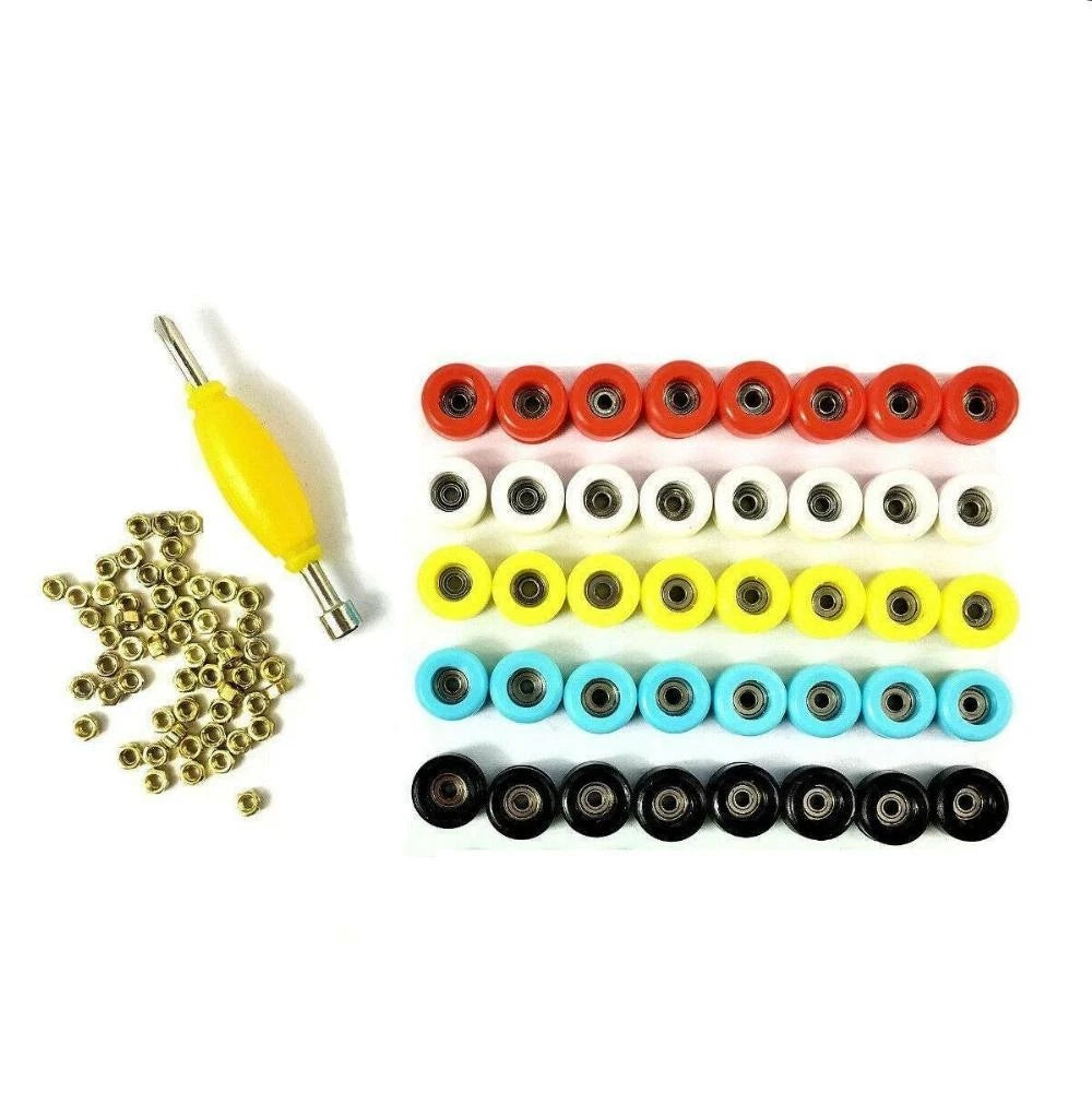 96mm Fingerboard Skateboard Wheels with Bearings, Screws, Nuts - Multiple Colors