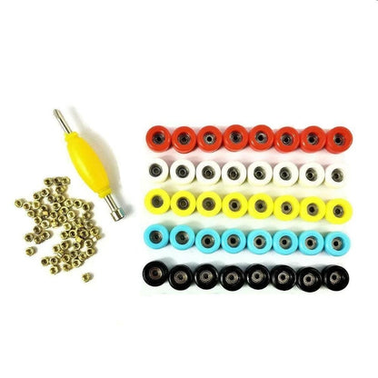 96mm Fingerboard Skateboard Wheels with Bearings, Screws, Nuts - Multiple Colors