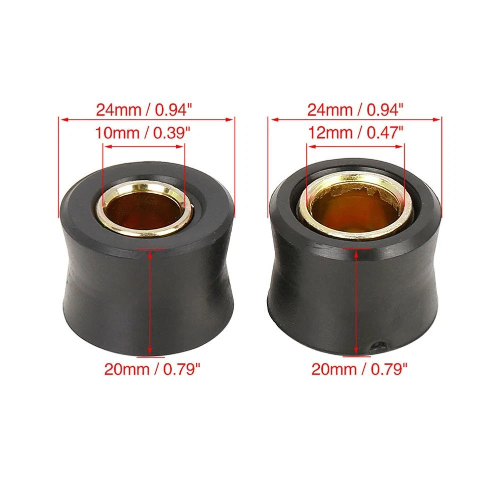 Set of 2 Rubber Rings for Motorcycle Rear Shock Absorbers 10mm/12mm