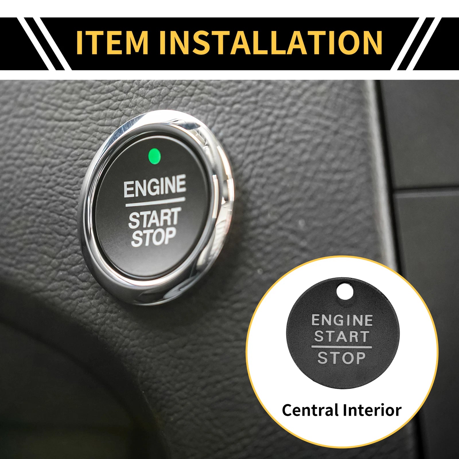 Engine Start Stop Button Switch Knob Cover for Ford F-150 (2016–2021) Black
