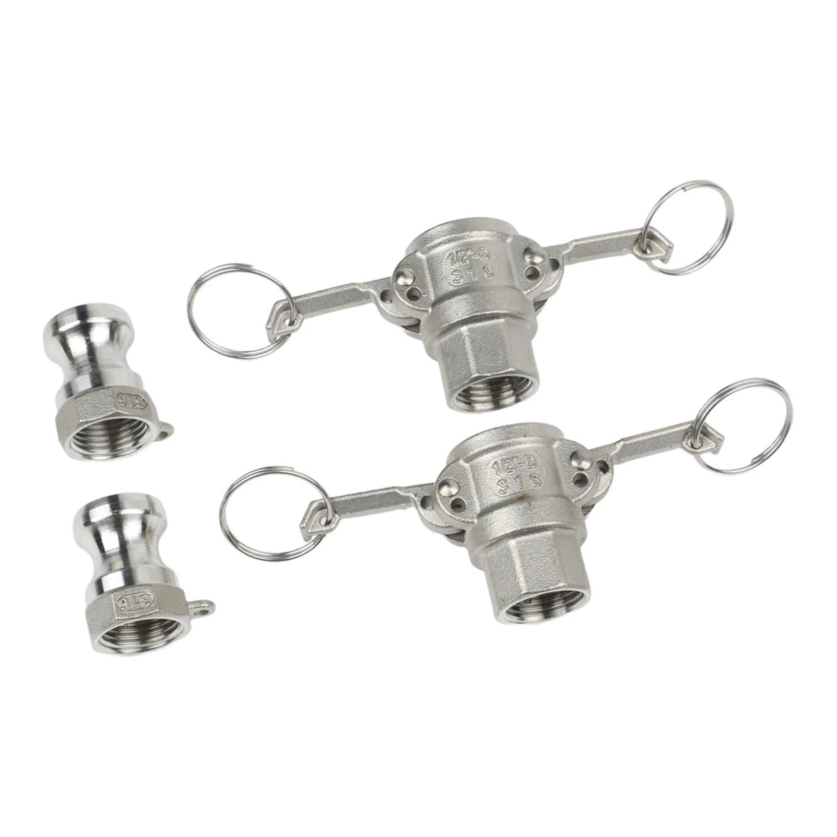 2X Aluminum Cam and Groove Hose Fittings for NPT Threads