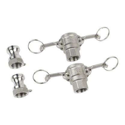 2X Aluminum Cam and Groove Hose Fittings for NPT Threads
