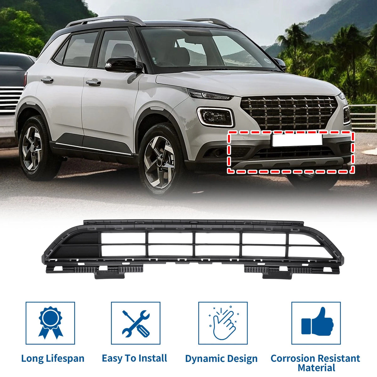 Lower Grille Front Bumper Grille Replacement for Hyundai Venue 2020-2022
