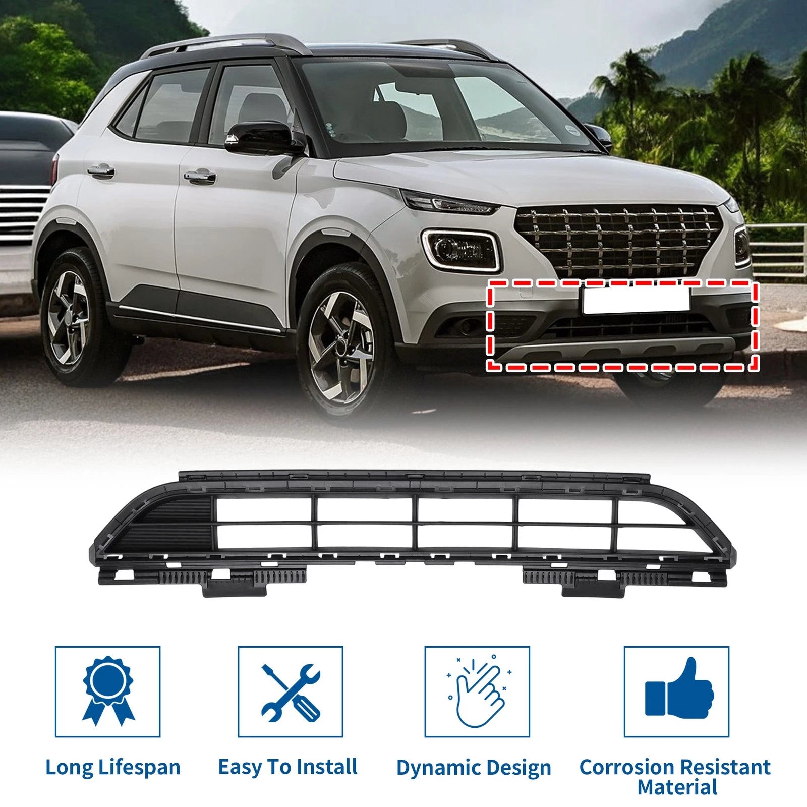 Lower Grille Front Bumper Grille Replacement for Hyundai Venue 2020-2022