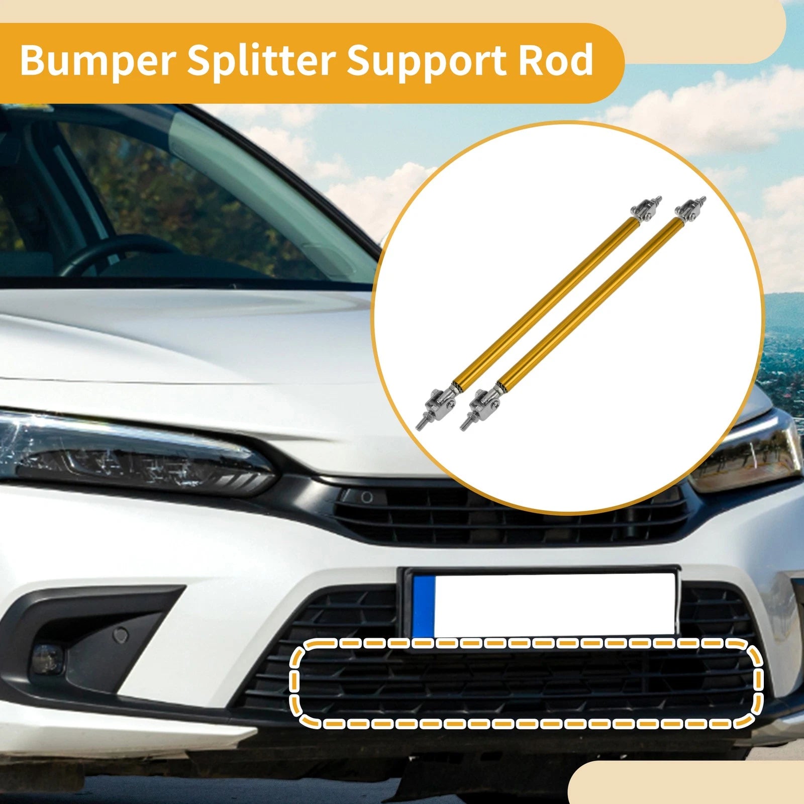 2X Adjustable Front Bumper Lip Splitter Strut Rod Tie for Universal Fit