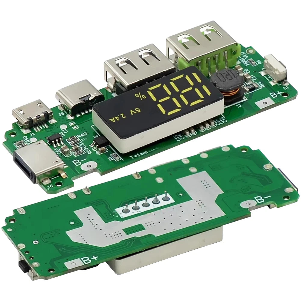 Power Bank Module PCB with Digital Display Dual USB 5V2.4A for Universal Use