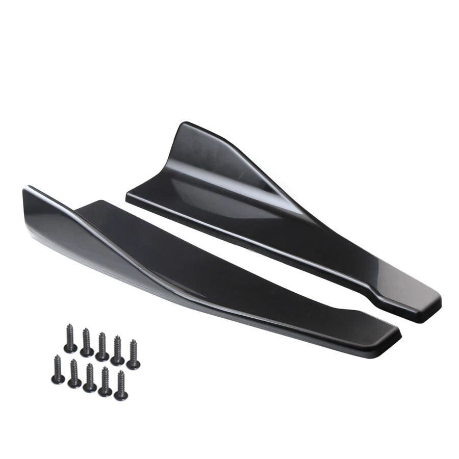 2X Rear Bumper Spoiler Lip Diffuser for Universal Cars - Glossy Black