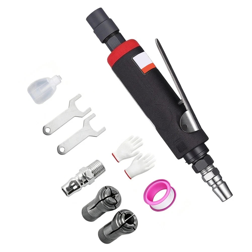 Lightweight Pneumatic Die Grinder 190x32mm Red Black for Precision Work
