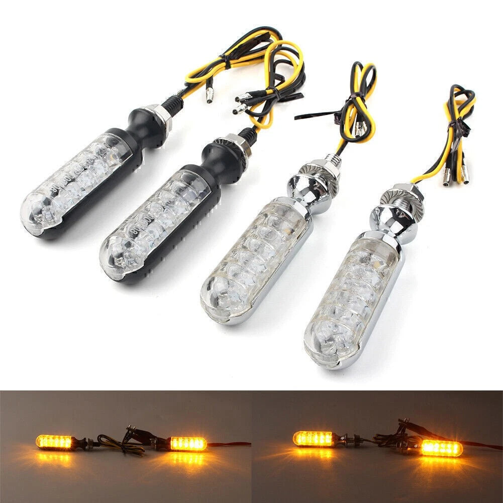 10 LED Universal 10mm Motor Turn Signal Light Indicator Blinker Amber Bulbs Cool