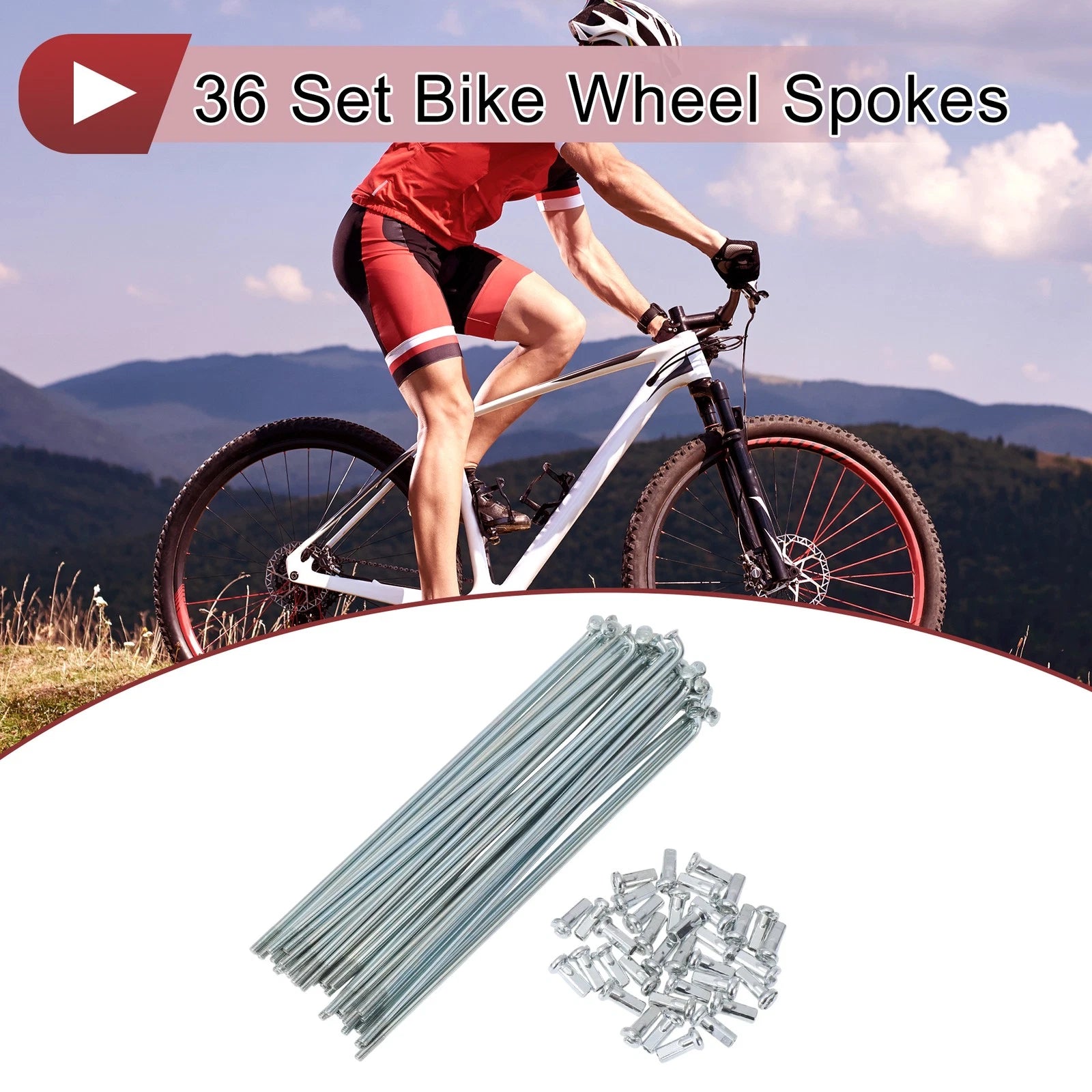 Bicycle Spokes Front Wheel Replacement 141mm Steel Galvanized 36 Pack (fits 12G)
