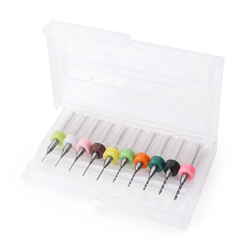 10Pcs Carbide CNC Micro Drill Bits for PCB Circuit Board (0.3-1.2mm)