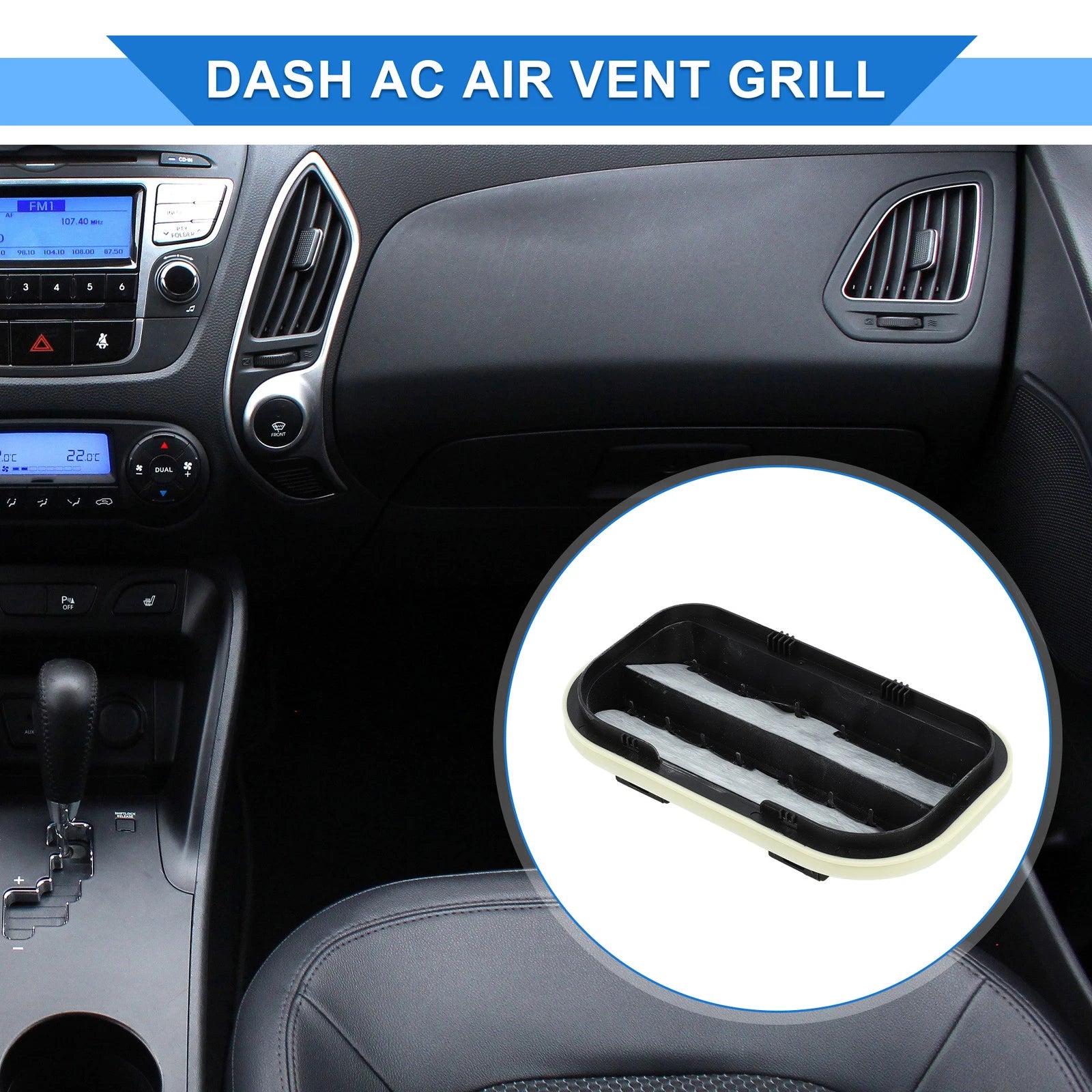 Center Dash A/C Outlet for Ford CMax Fiesta (2006–2013) ABS Black Vent Panel