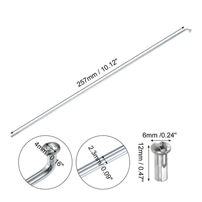 36 Pcs Bicycle Spokes 13G 257mm Galvanized with Nipples for Most Bikes