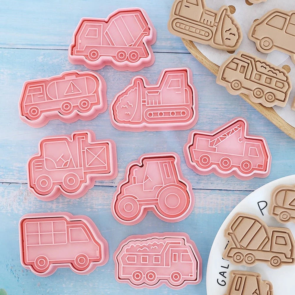 8 Piece Cookie Cutters Set for Construction Vehicles (Baking Tool)