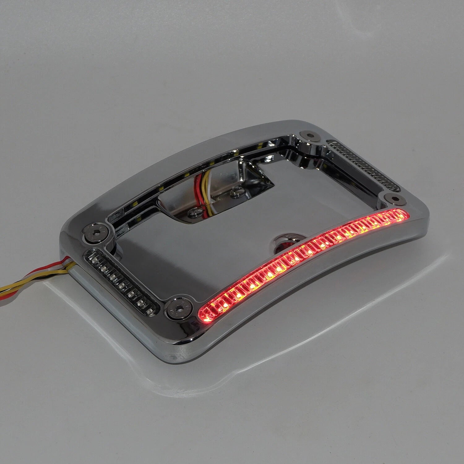 Chrome License Plate Frame Bracket w/ LED for Harley FLSTN (2005–2017)