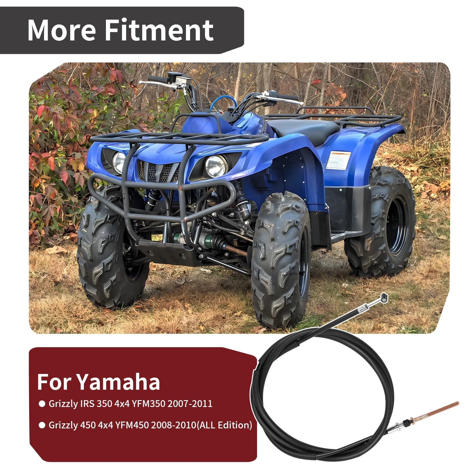 Set of 2 Rear Park Hand Brake Cables for Yamaha Grizzly 350 450 4x4 (2007–2011)