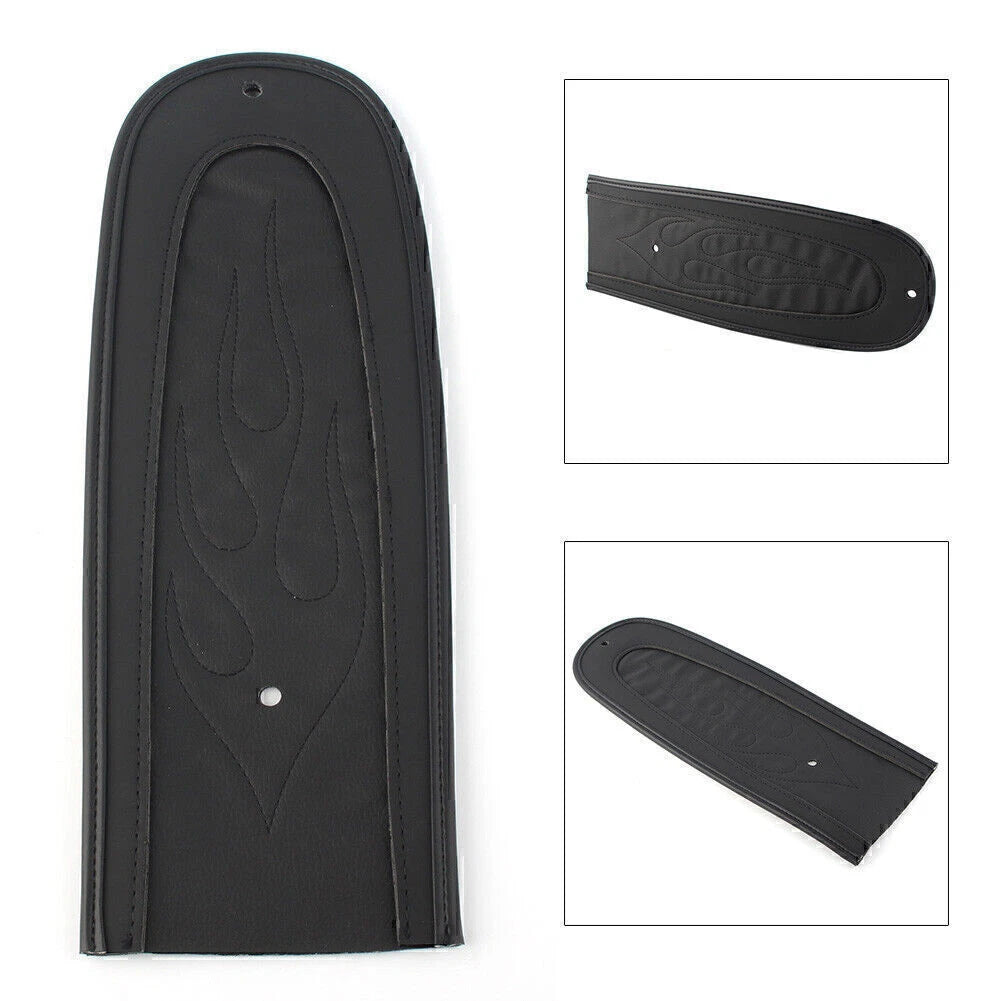 Rear Fender Bib for Harley Dyna (2006–2017) - Black Flame Stitch Leather