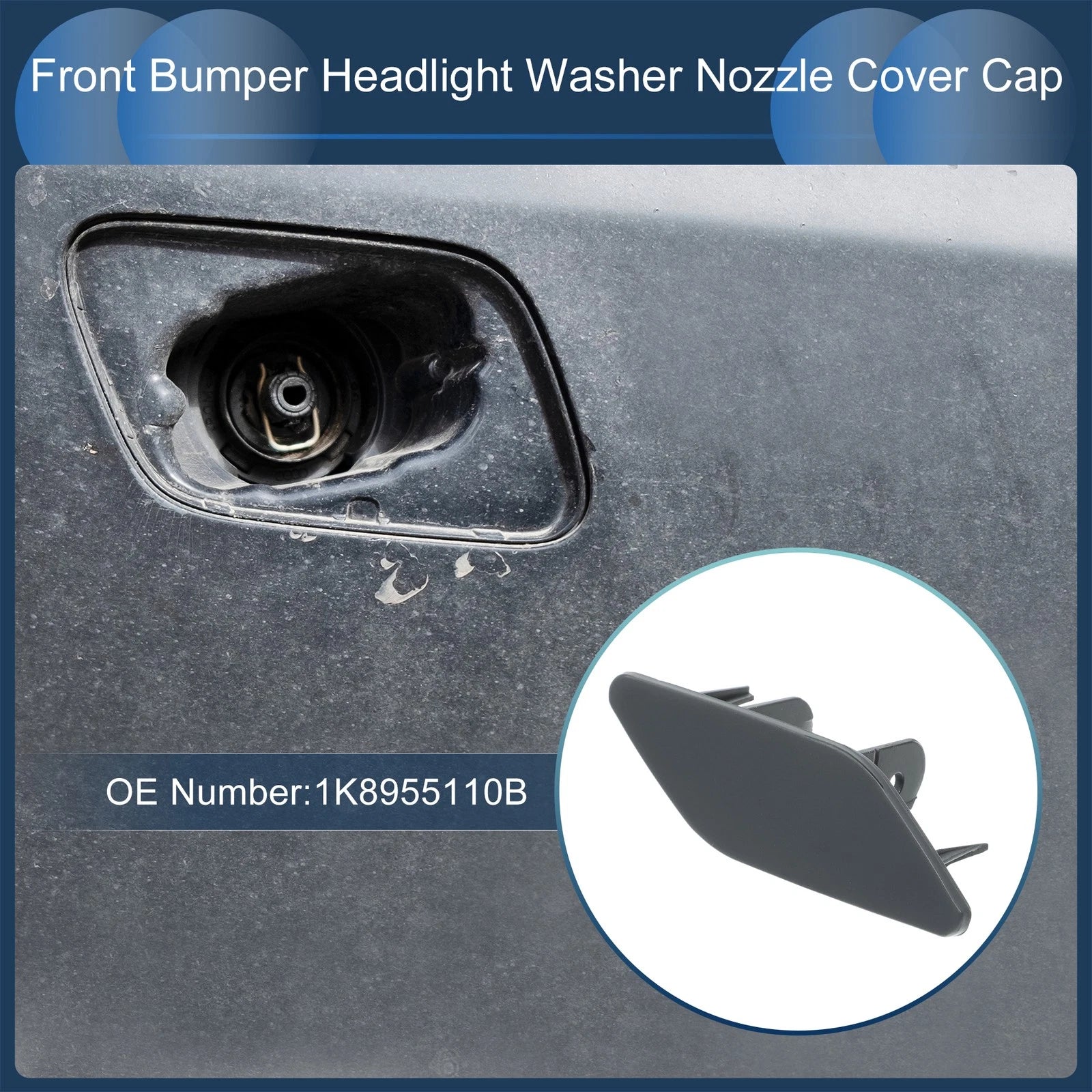 Washer Nozzle Cover Cap Front Right Replacement for Volkswagen Scirocco (2009–2014)
