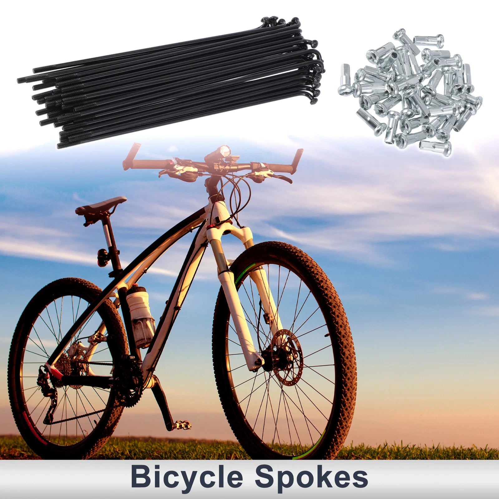 Bicycle Spokes Nipple Set 13G 112mm Steel Black Universal (Universal)