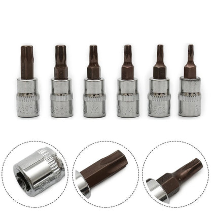 6pcs Bit Socket Screwdriver T40 for Automotive Tools 1/4 Inch Shank