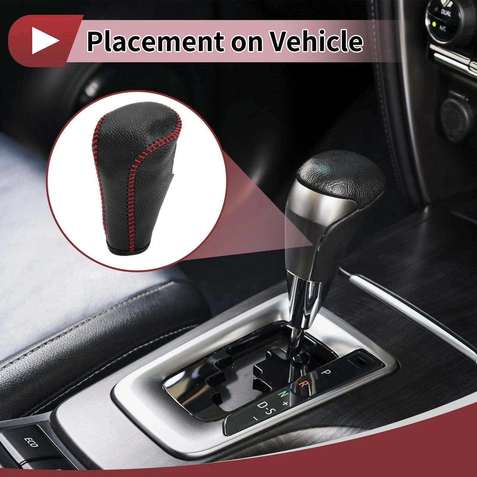Gear Shift Knob Cover Replacement for Honda Accord (2008–2012) Pebbled Black
