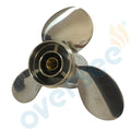 Stainless Steel Propeller 9-1/4" x 11" J for Yamaha 9.9HP 15HP (1990–2023)